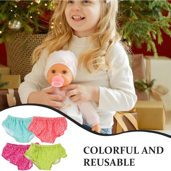 4 Mutandine per Bambole Colori Assortiti Riutilizzabili Tessuto Morbido Miniatura