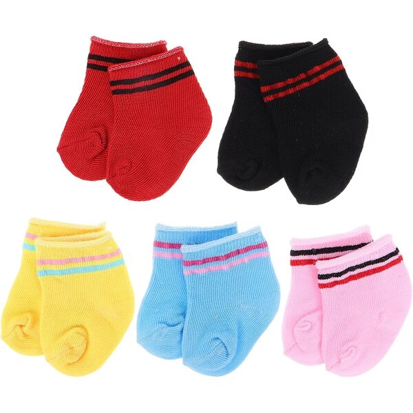 Gatuida 5 paia calzini multicolori per bambole da 18 pollici - tessuto morbido e design eleganti