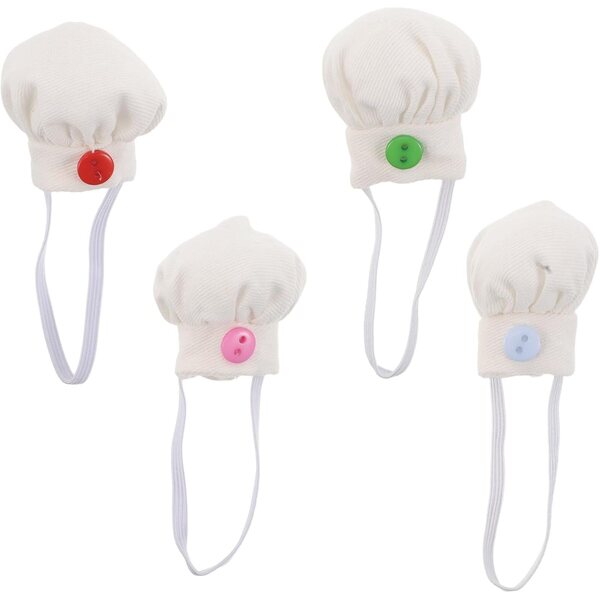 Alasum 4 Mini Cappelli da Cuoco per Bambole e Peluche, Decorativi e Morbidi
