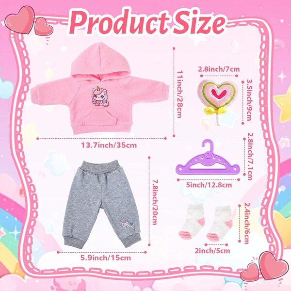 Set 5 vestiti a forma di cuore per bambole - Moda Orizizhic colorata e divertente