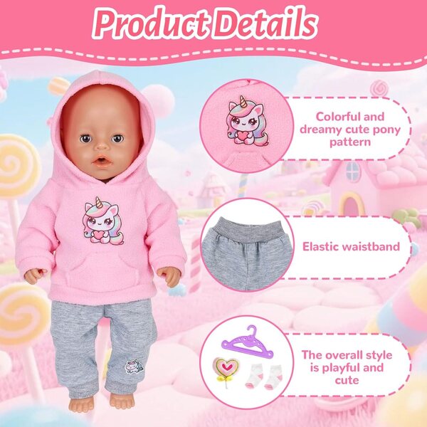 Set 5 vestiti a forma di cuore per bambole - Moda Orizizhic colorata e divertente