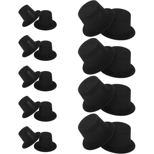 GARVALON 60 Cappelli Miniatura Nero per Bambole e Pupazzi Decorativi in PVC