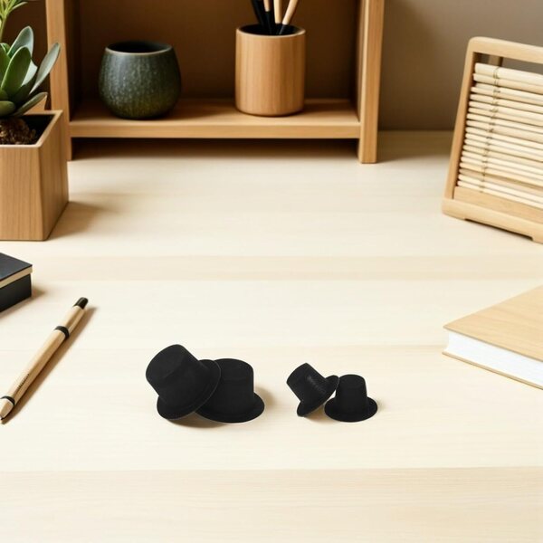 GARVALON 60 Cappelli Miniatura Nero per Bambole e Pupazzi Decorativi in PVC