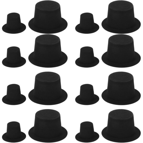 BESPORTBLE 60 Mini Cappelli Neri in PVC Floccato per Pupazzi, Bambole e Decorazioni