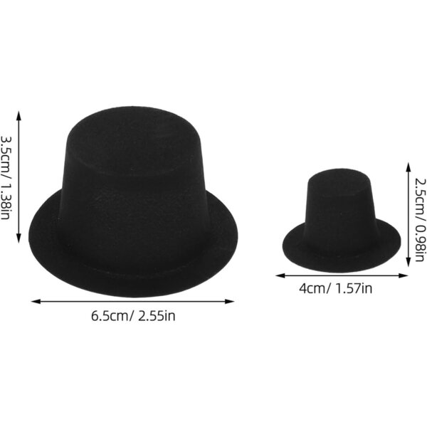BESPORTBLE 60 Mini Cappelli Neri in PVC Floccato per Pupazzi, Bambole e Decorazioni
