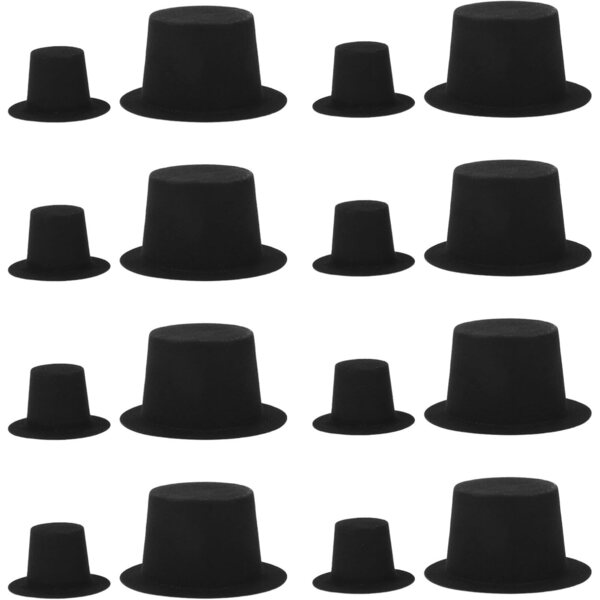 VICASKY 60 Mini Cappelli Neri in PVC Floccato per Bambole e Decorazioni Natalizie
