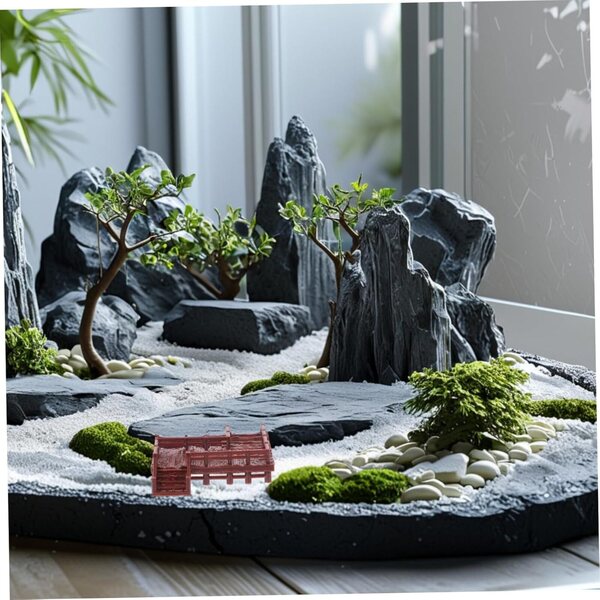 IMIKEYA Miniatura Ponte Ornamentale Cinese Vintage per Acquario e Bonsai 6,2x5,3x2 cm