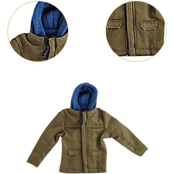 Giacca Miniatura in Tessuto Verde per Action Figure Maschili 1/12, Cappotto Invernale Realistico