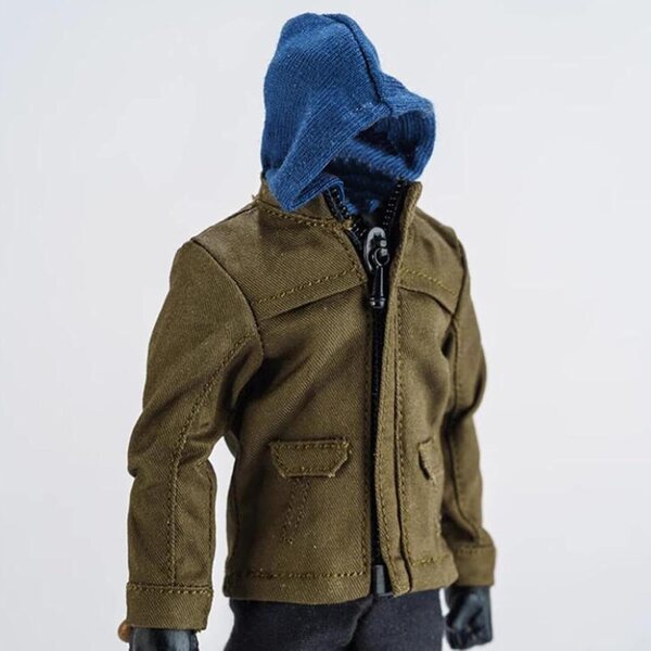 Giacca Miniatura in Tessuto Verde per Action Figure Maschili 1/12, Cappotto Invernale Realistico