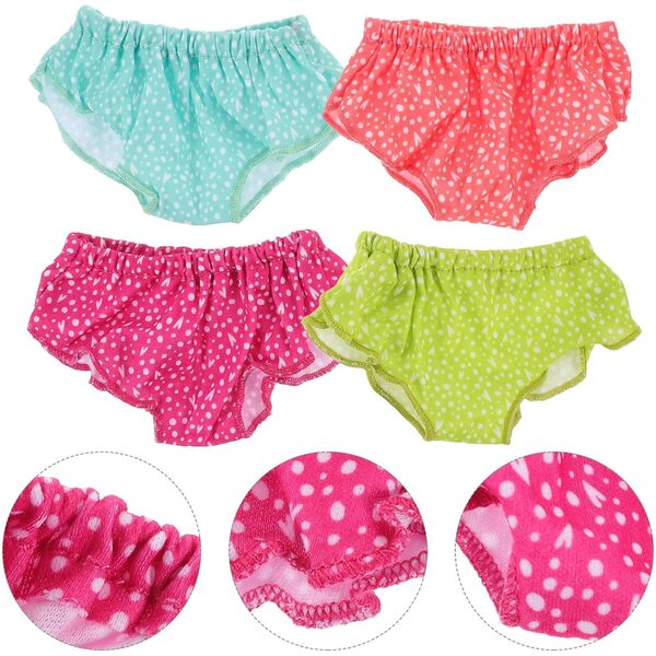 DECHOUS Set 4 Mutandine in Tessuto per Bambole, Accessori Realistici Colorati