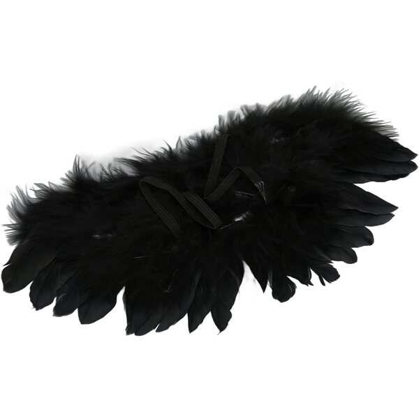 SIXRUN Piume Elastico per Bambole BJD 15-20 cm, Accessorio Costume Fantasy Bianco e Nero