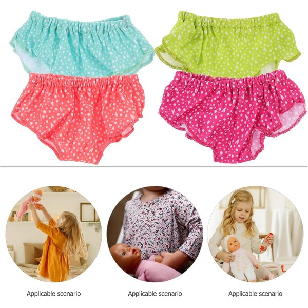 Set 4 Mutandine per Bambole 18 Pollici - Biancheria Intima Riutilizzabile Colorata