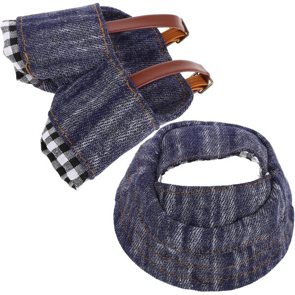 Set Vestiti Denim per Bambole Peluche 17 cm con Salopette e Cappello Cowboy