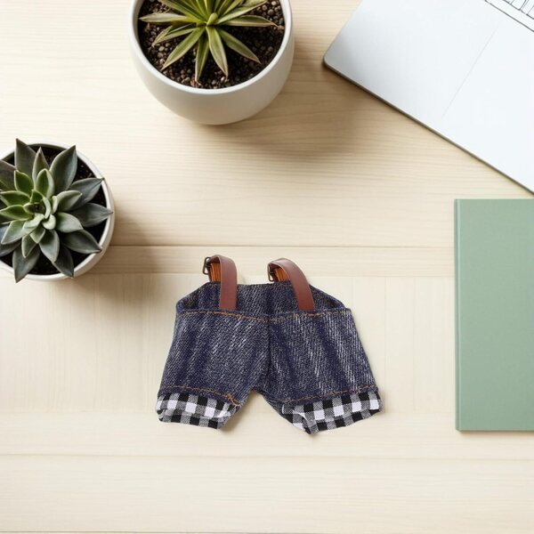 Set Vestiti Denim per Bambole Peluche 17 cm con Salopette e Cappello Cowboy