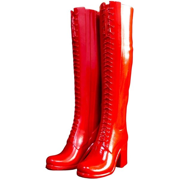 Rote High-Heel-Stiefel mit runder Spitze für 30 cm große Puppenmode-Accessoires 1/6