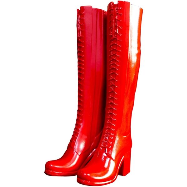 Rote High-Heel-Stiefel mit runder Spitze für 30 cm große Puppenmode-Accessoires 1/6