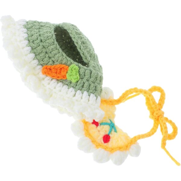 Set Costume per Bambola Alasum con Cappello Intrecciato in Cotone e Bavaglino Morbido