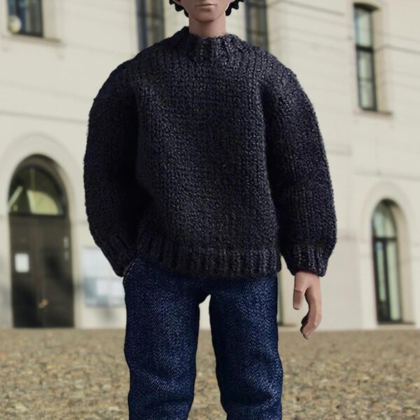 Pullover für Actionfigur 1/12 Hellery | Mini-graues Strick-Sweatshirt