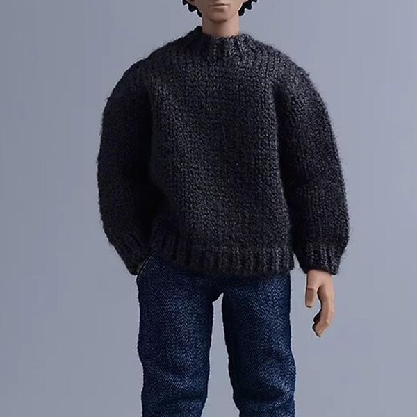 Pullover für Actionfigur 1/12 Hellery | Mini-graues Strick-Sweatshirt