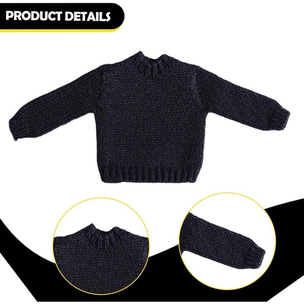 Pullover für Actionfigur 1/12 Hellery | Mini-graues Strick-Sweatshirt