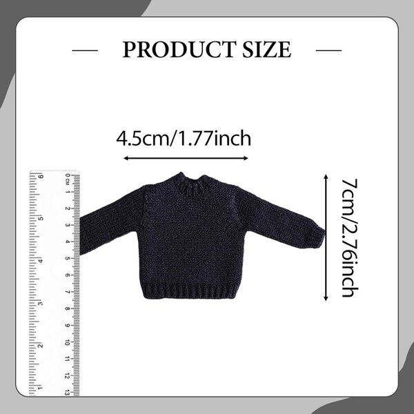 Pullover für Actionfigur 1/12 Hellery | Mini-graues Strick-Sweatshirt