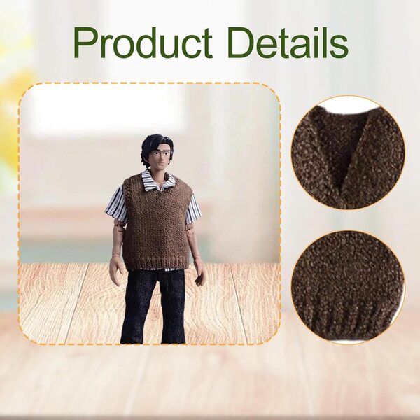 Ärmellose Strickweste für 1:12 15 cm Actionfigur – Hellery