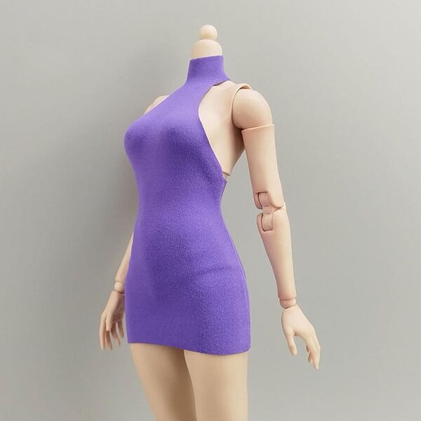1/6 lila figurbetontes Minikleid für 12-Zoll-Puppen – Sommer-Partykleid