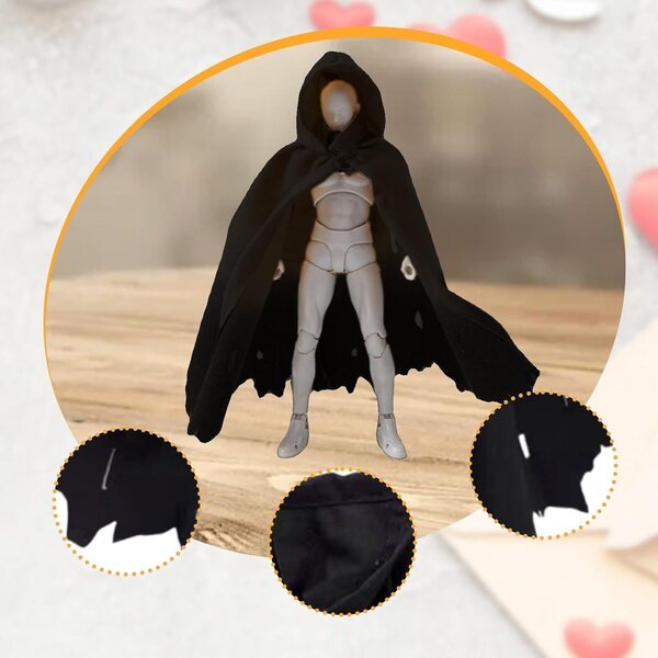 Abbigliamento Arpignie 1:12 Nero per Action Figure 6 Pollici con Cappello e Mantello