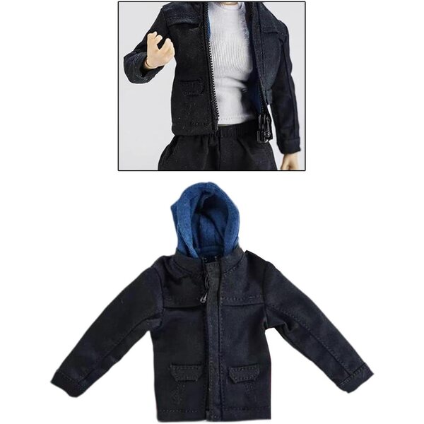 1/12 Miniaturjacke für schwarze männliche Puppe aus strapazierfähigem Stoff SZLIFE