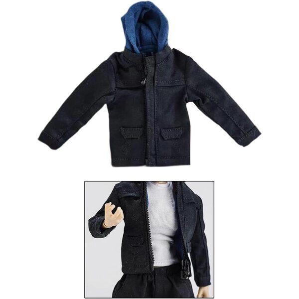 1/12 Miniaturjacke für schwarze männliche Puppe aus strapazierfähigem Stoff SZLIFE