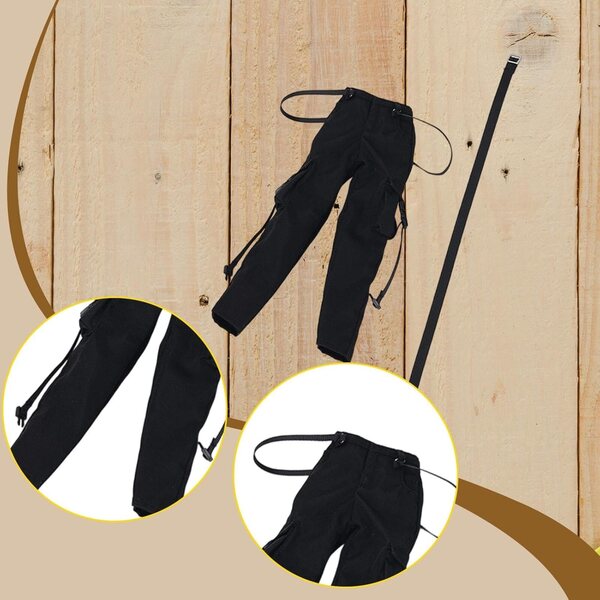 1:6 Cargohose für 12 Zoll große weibliche Actionfigur – Schwarz, lässig und stilvoll