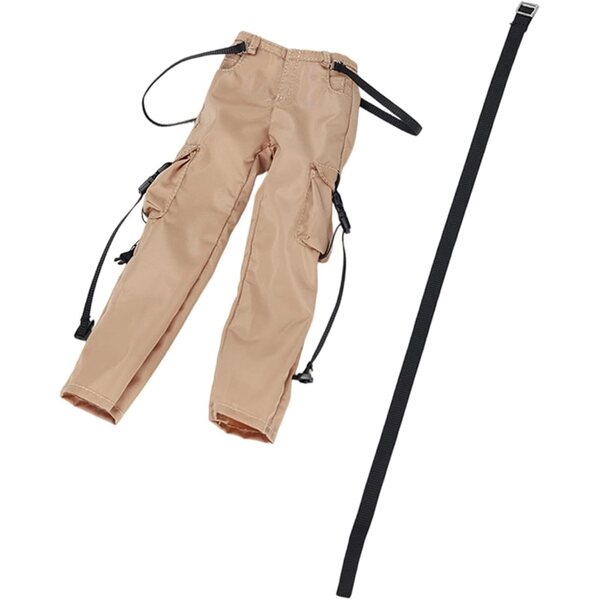Oshhni Pantaloni Cargo Miniatura 1/6 per Action Figure Donna 12" Cachi in Tessuto