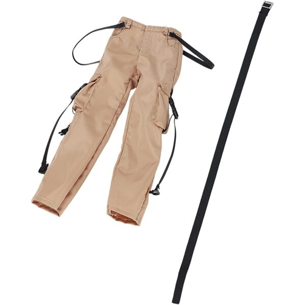 Oshhni Pantaloni Cargo Miniatura 1/6 per Action Figure Donna 12" Cachi in Tessuto