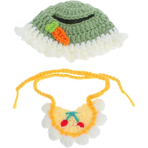 Costume Bambola WOONEKY con Cappello Intrecciato e Bavaglino in Cotone Morbido