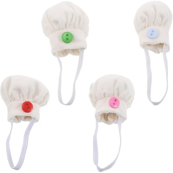iplusmile 4 Cappelli da Cuoco Miniatura per Bambole e Peluche in Cotone Resistente