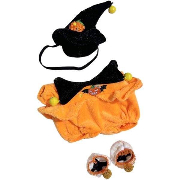 Halloween-Kostüm für 20-cm-Puppe – handgefertigte Kleidung mit Hut und Schuhen