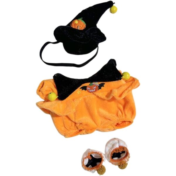 Halloween-Kostüm für 20-cm-Puppe – handgefertigte Kleidung mit Hut und Schuhen
