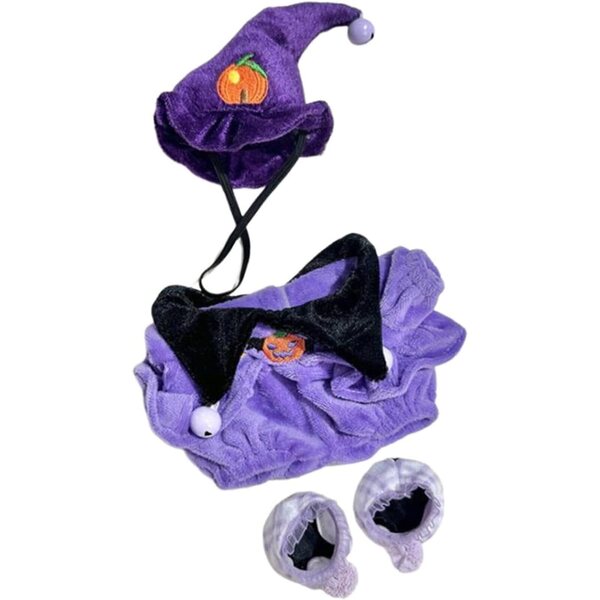 Costume di Halloween Viola per Bambole 20 cm in Tessuto Morbido - Set Completo