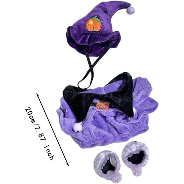 Costume di Halloween Viola per Bambole 20 cm in Tessuto Morbido - Set Completo