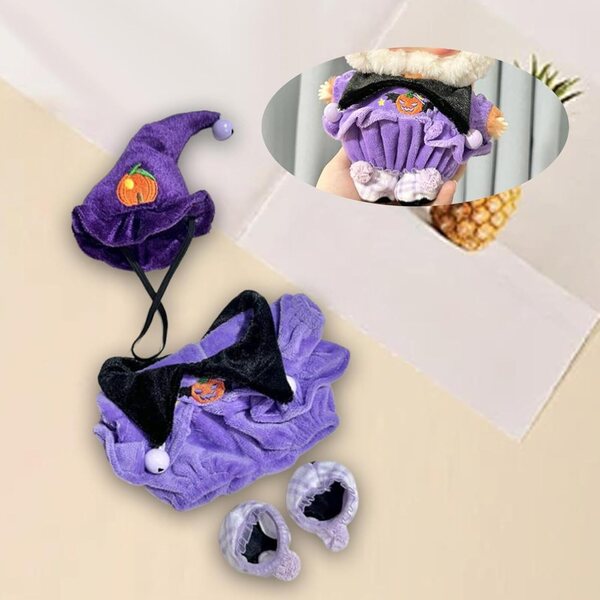 Costume di Halloween Viola per Bambole 20 cm in Tessuto Morbido - Set Completo