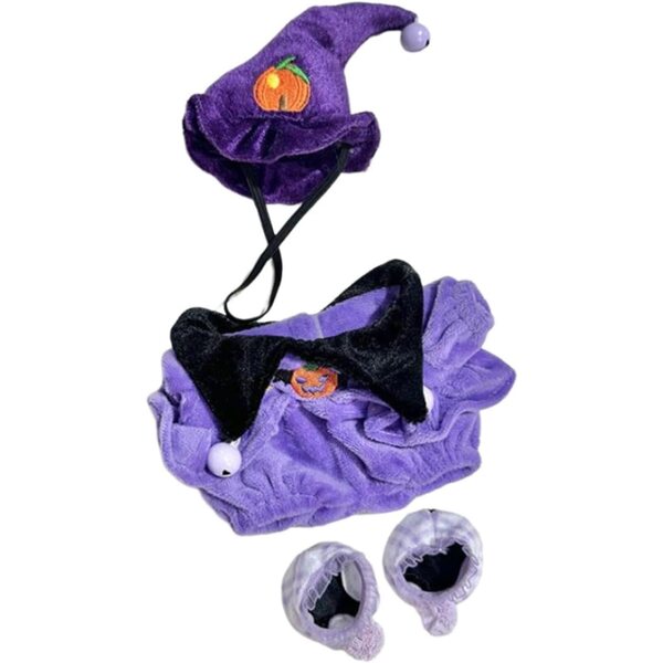 Costume di Halloween Viola per Bambole 20 cm in Tessuto Morbido - Set Completo