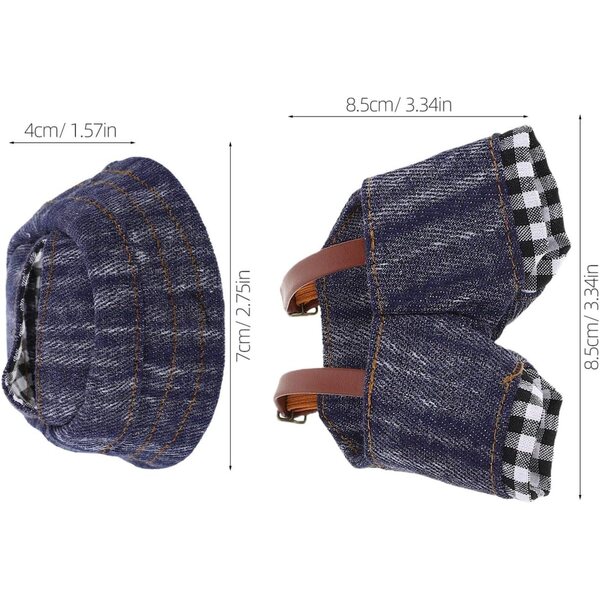Denim-Puppenkleidungsset mit Cowboyhut und Hose für Plüschtier