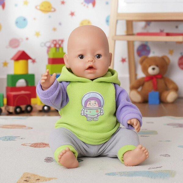 4-teiliges grünes Bekleidungsset für Puppen 30-45 cm mit Sweatshirt, Hose und Socken
