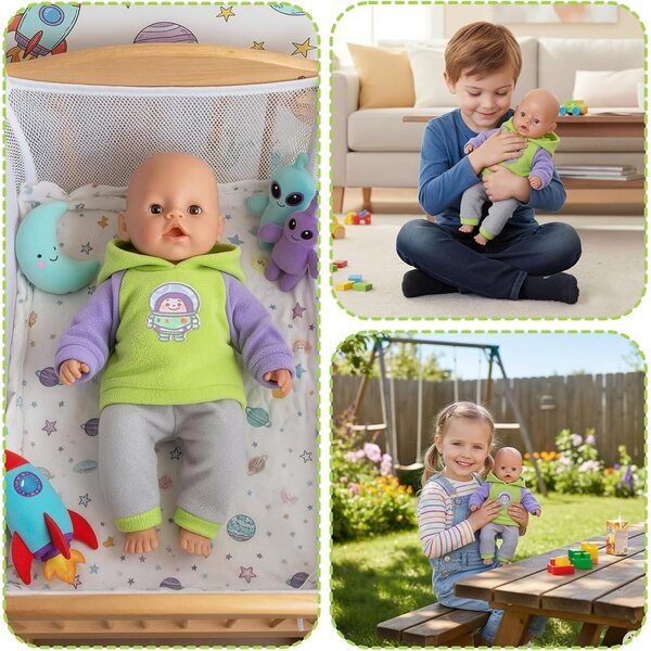 4-teiliges grünes Bekleidungsset für Puppen 30-45 cm mit Sweatshirt, Hose und Socken