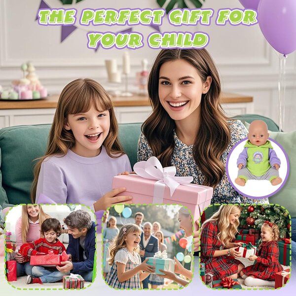 4-teiliges grünes Bekleidungsset für Puppen 30-45 cm mit Sweatshirt, Hose und Socken