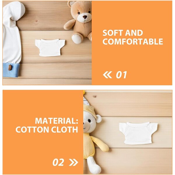 UPKOCH Set 3 Camicie Bianche per Orsetti di Peluche da 15 cm - Vestiti Fai da Te in Cotone