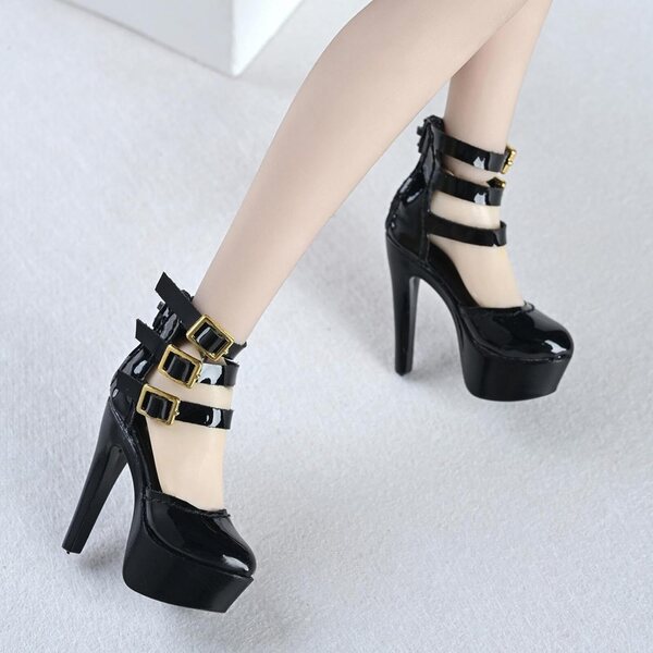 F Fityle Sandalen mit 1:6-Absatz für 12-Zoll-Actionfiguren mit Knöchelriemen
