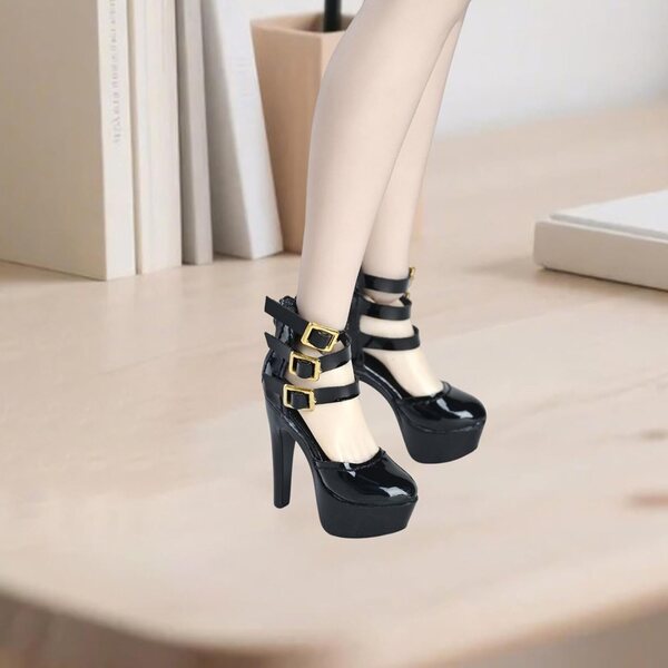 F Fityle Sandalen mit 1:6-Absatz für 12-Zoll-Actionfiguren mit Knöchelriemen