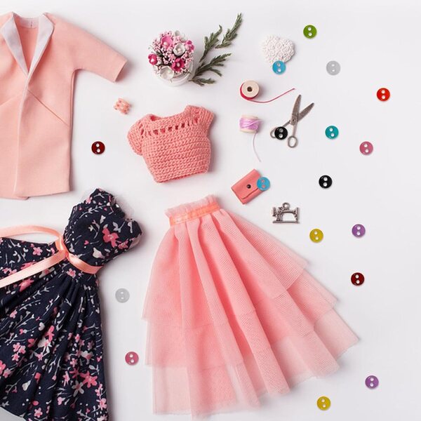 20 Bottoni Miniatura Colorati a Due Fori per Vestiti Bambole - Accessori Fai da Te