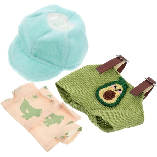 Mikinona Vestiti per Bambole in Peluche con Salopette Avocado e Cappello Verde